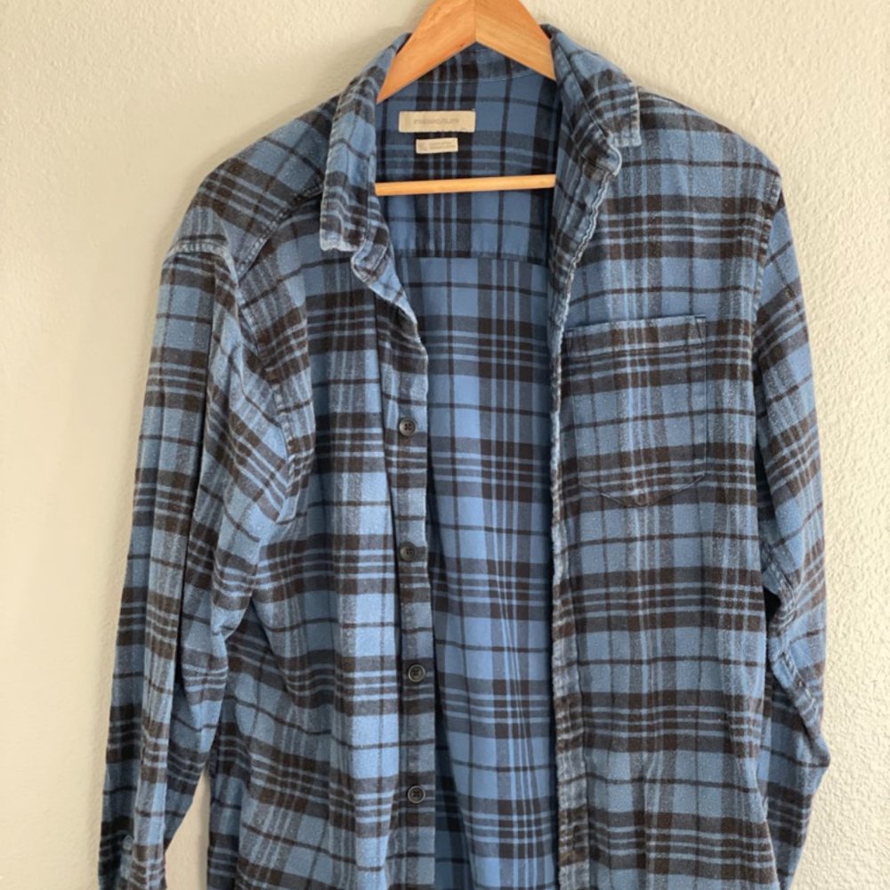 Acid Wash Classic Flannel Button-Down Shirt